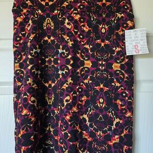 LuLaRoe Vibrant Patterned Skirt - Black, Fusia, Yellow Cassie